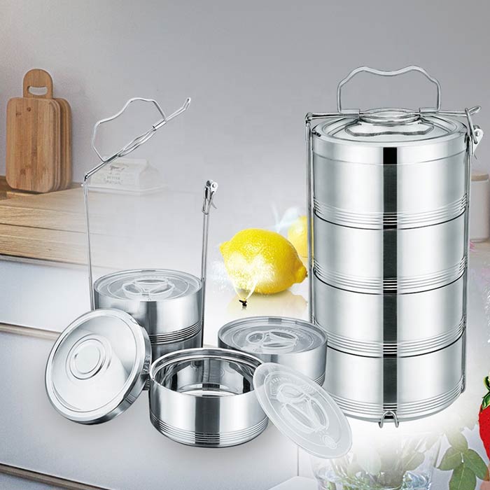 Complete set of stainless steel food containers